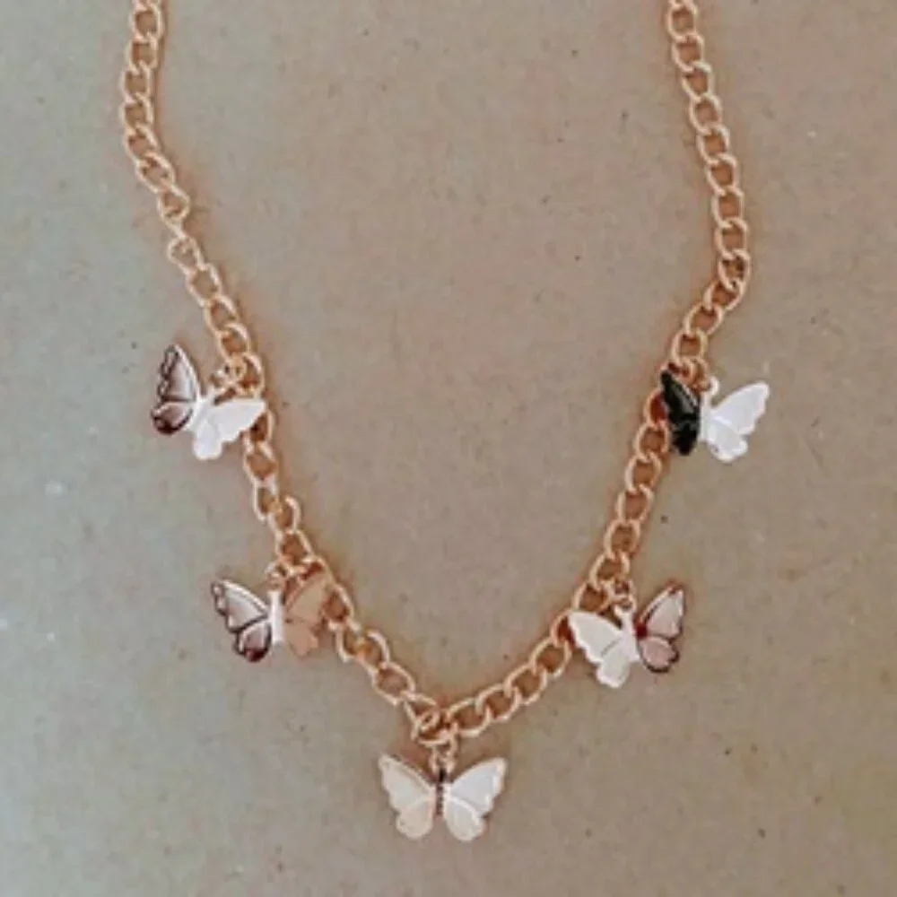 Yellow Gold - Women's - 5 Butterfly Necklace - 10 inch NWOT - Picture 1 of 1